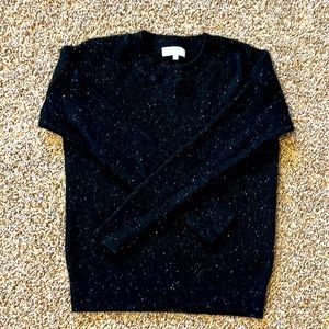 Speckled Black Waffle Knit Cashmere Madewell Sweater